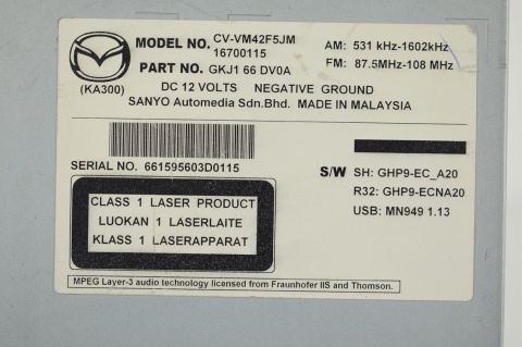 RADIO RADIOODTWARZACZ CD NAWIGACJA MAZDA 6 III GJ