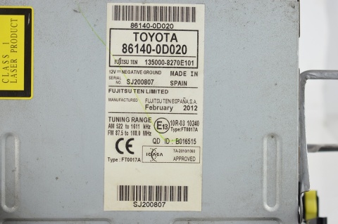 RADIO NAWIGACJA TOYOTA YARIS III 86140-0D020 UK