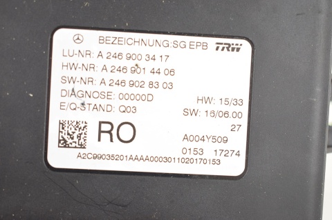 STEROWNIK HAMULCA RĘCZNEGO MERCEDES W246 A2469003417