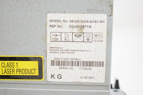 RADIO HONDA CR-V III 39100-SWA-G101-M1