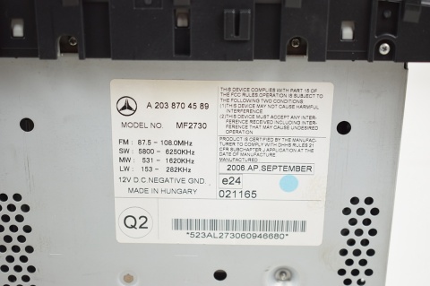 RADIOODTWARZACZ RADIO MERCEDES C A2038704589
