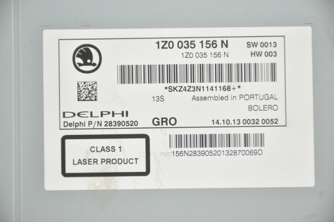 RADIO RADIOODTWARZACZ SKODA OCTAVIA YETI 1Z0035156N