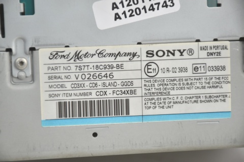 RADIO SONY FORD MONDEO MK4 S-MAX 7S7T-18C939-BE