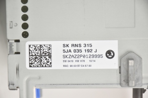 RADIO RADIOODTWARZACZ NAV SKODA SUPERB 3T0035192F RNS315