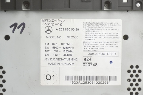 RADIOODTWARZACZ MERCEDES C W203 A2038705089