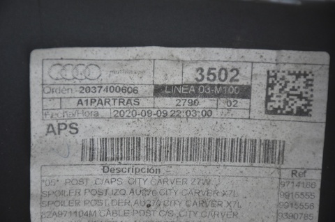 ZDERZAK TYLNY TYŁ AUDI A1 II CITYCARVER PDC LZ7W 82A807421C