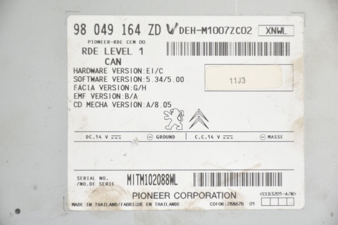 RADIO PEUGEOT 2008 208 98049164