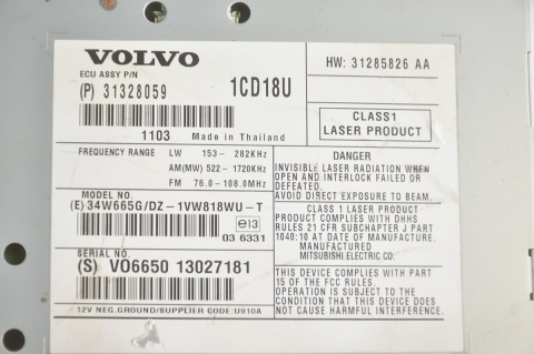 RADIO VOLVO V50 S40 31328059
