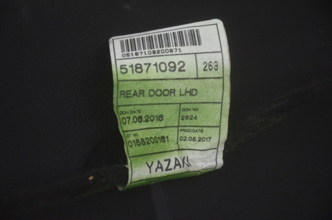DRZWI TYLNE TYŁ LEWE OPEL COMBO III D FIAT DOBLO II
