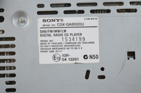 RADIO RADIOODTWARZACZ SONY CDX-DAB500U
