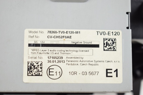 WYŚWIETLACZ RADIA HONDA CIVIC IX 78260TV0E120M1 UK