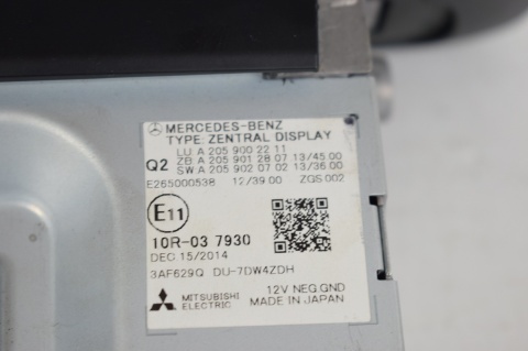 WYŚWIETLACZ EKRAN RADIA NAWIGACJI MERCEDES W205 A2059002211